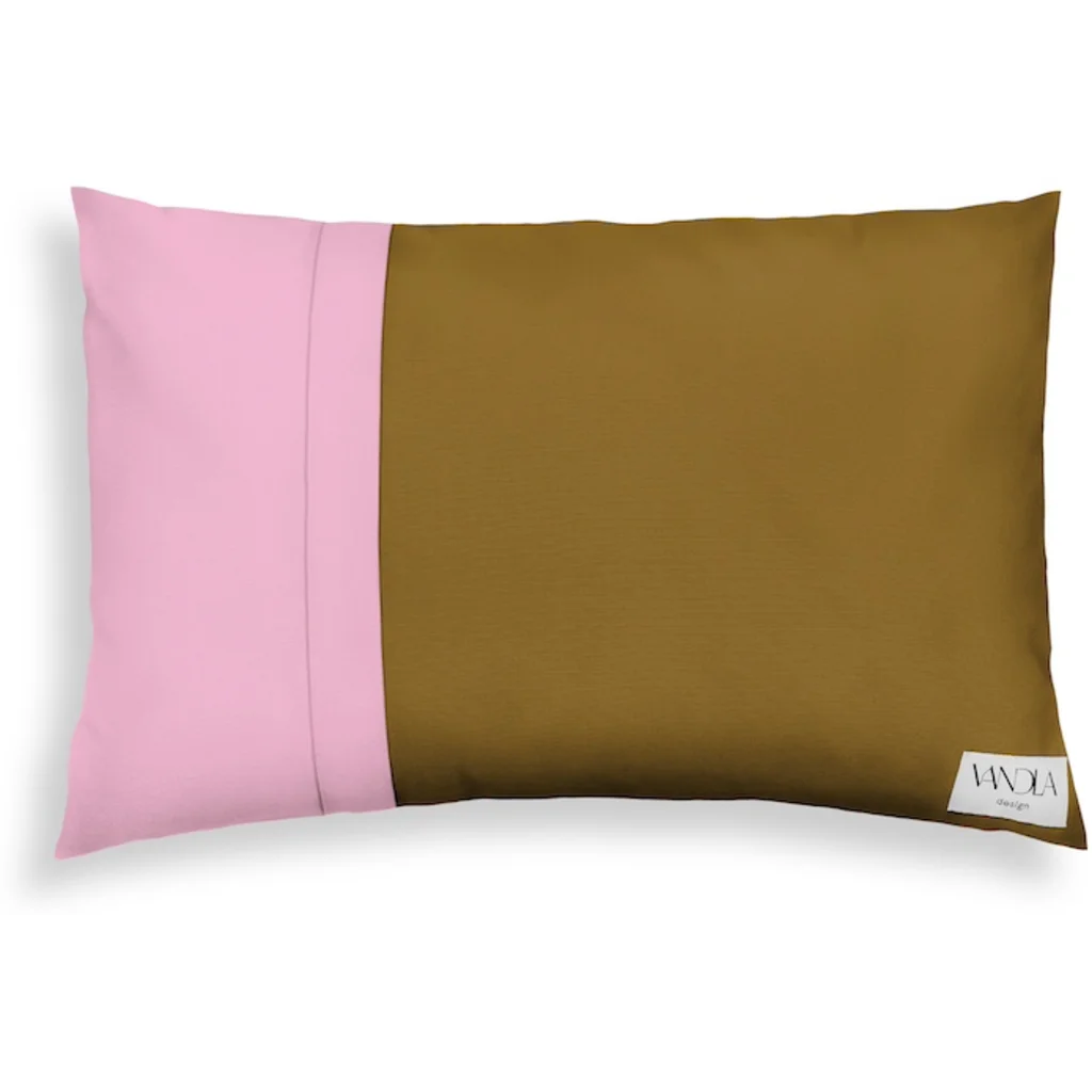 Modulare Kissenhülle rechteckig Farbkombinationen mit Hellbraun in Hellbraun+Pink Braun+Pink von Vandla design Größe 40x60 cm