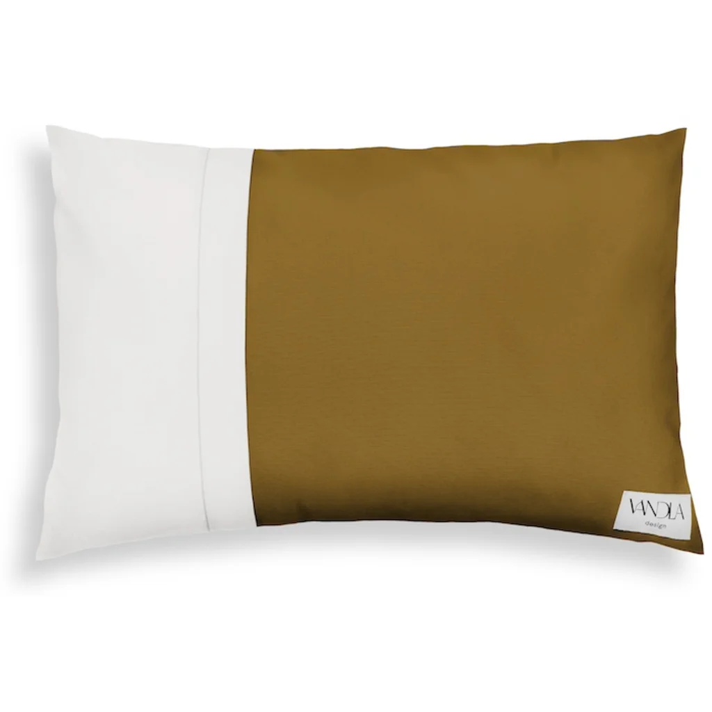 Modulare Kissenhülle rechteckig Farbkombinationen mit Hellbraun in Hellbraun+Weiß Braun+Weiß von Vandla design Größe 40x60 cm