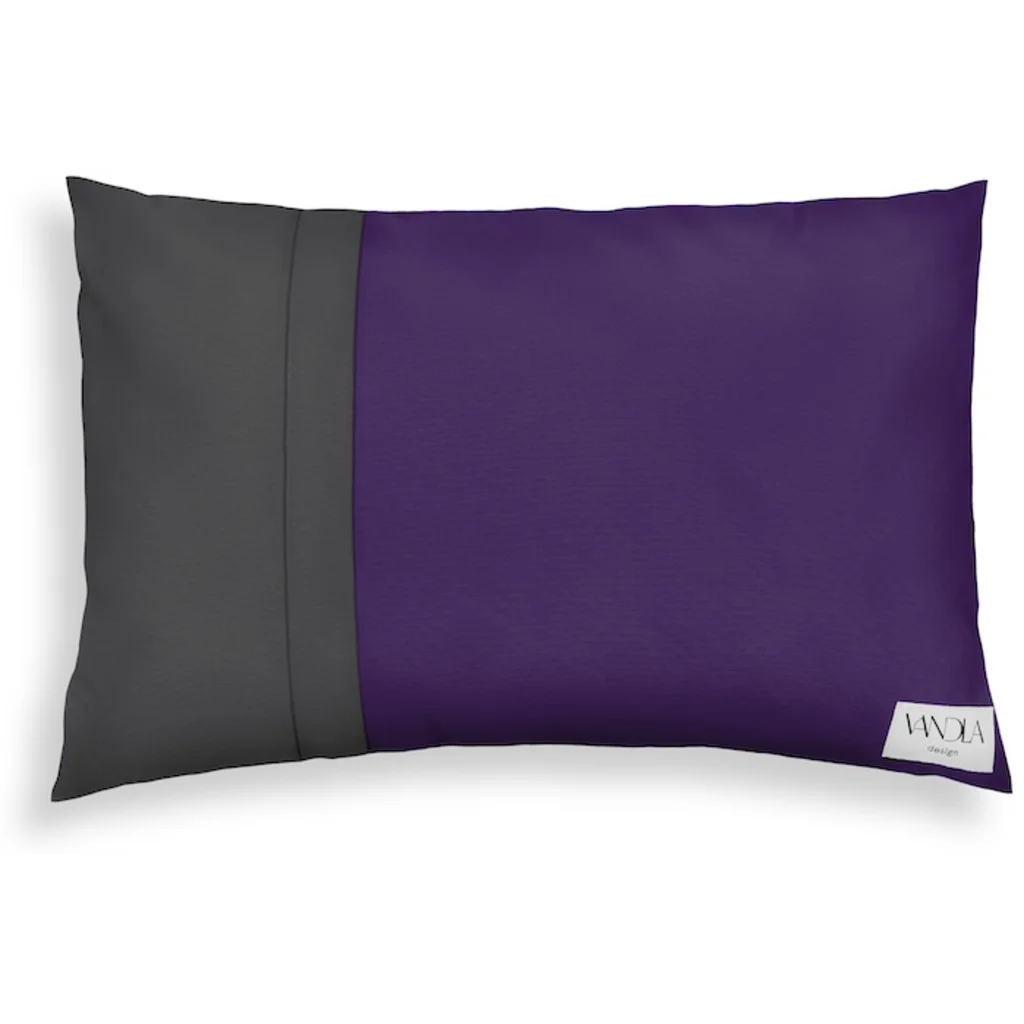Modulare Kissenhülle rechteckig Farbkombinationen mit Lila in Lila+Anthrazit Lila+Grau von Vandla design Größe 40x60 cm