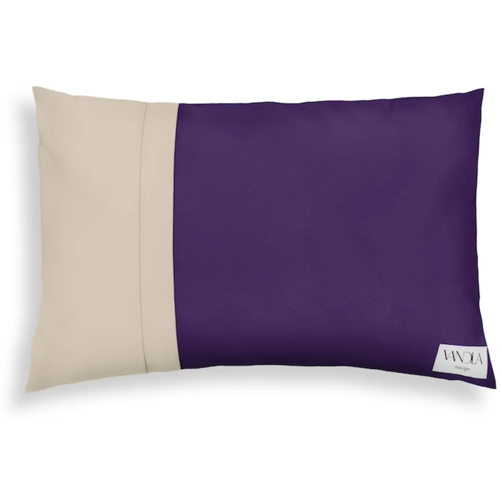 Modulare Kissenhülle rechteckig Farbkombinationen mit Lila in Lila+Beige von Vandla design Größe 40x60 cm