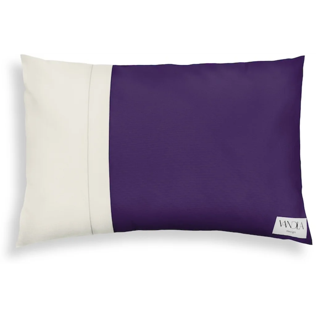 Modulare Kissenhülle rechteckig Farbkombinationen mit Lila in Lila+Creme von Vandla design Größe 40x60 cm