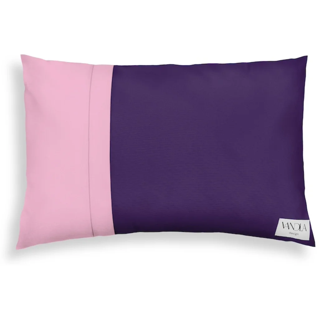 Modulare Kissenhülle rechteckig Farbkombinationen mit Lila in Lila+Pink von Vandla design Größe 40x60 cm