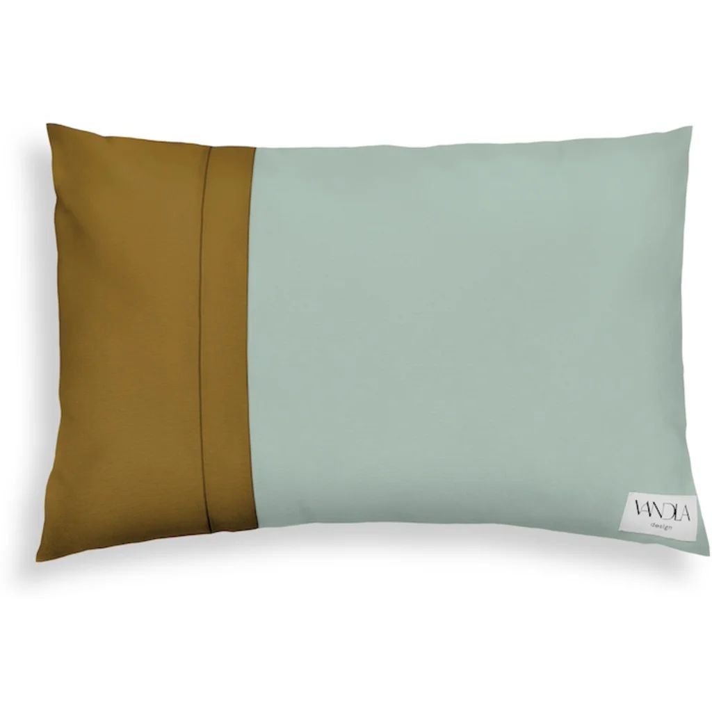 Modulare Kissenhülle rechteckig Farbkombinationen mit Mint in Mint+Hellbraun Grün+Braun von Vandla design Größe 40x60 cm