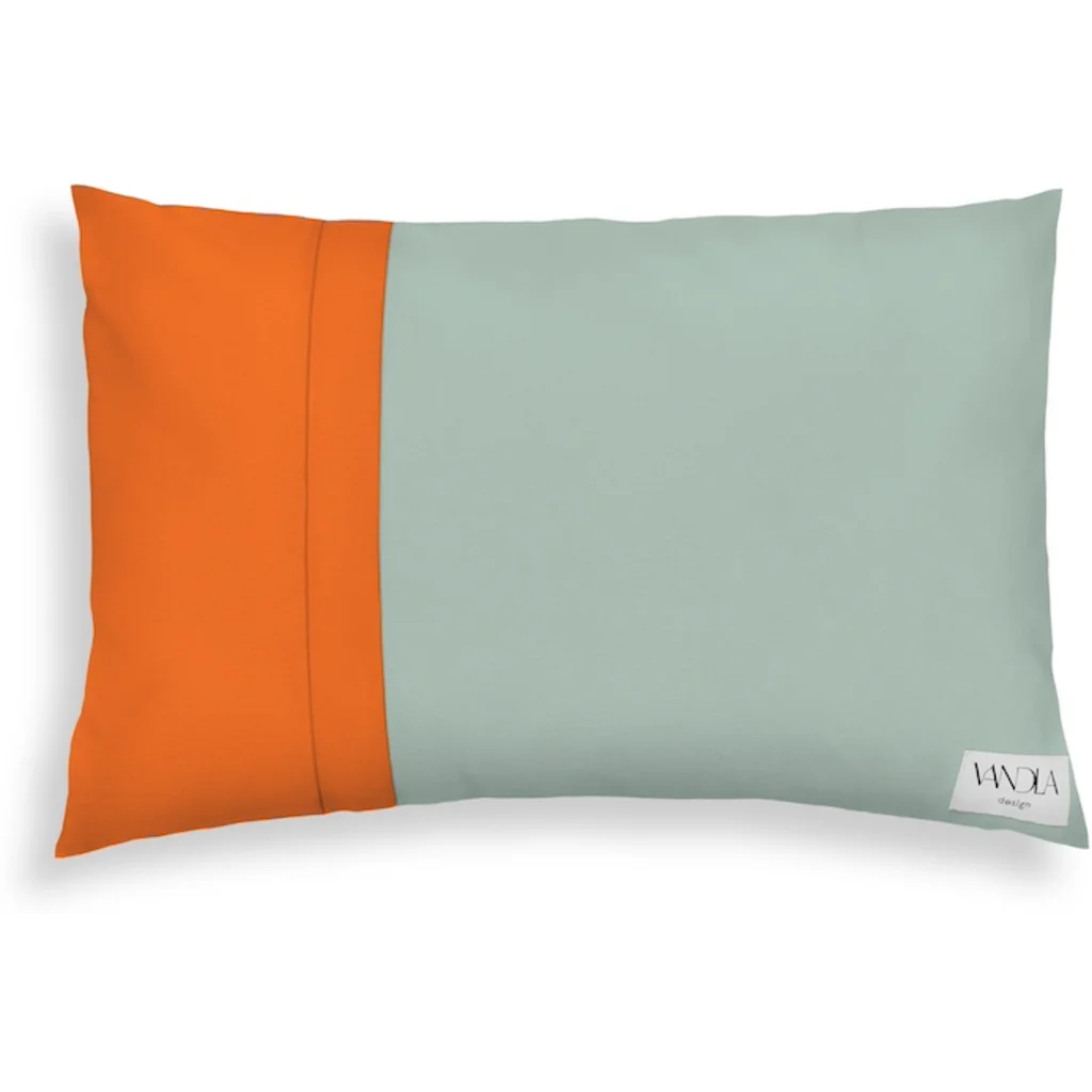 Modulare Kissenhülle rechteckig Farbkombinationen mit Mint in Mint+Orange Grün+Orange von Vandla design Größe 40x60 cm