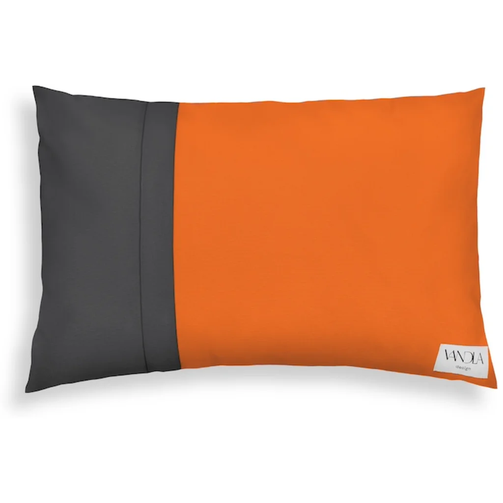 Modulare Kissenhülle rechteckig Farbkombinationen mit Orange in Orange+Anthrazit Orange+Grau von Vandla design Größe 40x60 cm