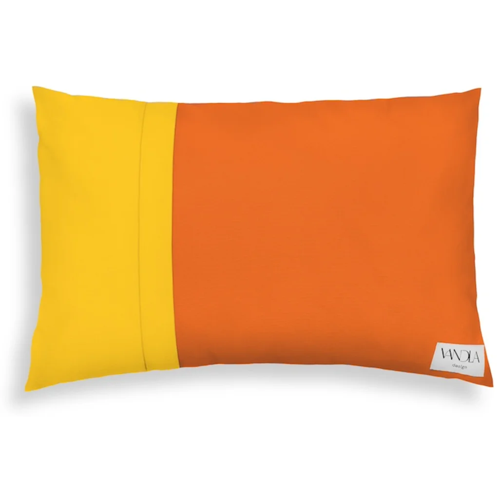 Modulare Kissenhülle rechteckig Farbkombinationen mit Orange in Orange+Gelb von Vandla design Größe 40x60 cm