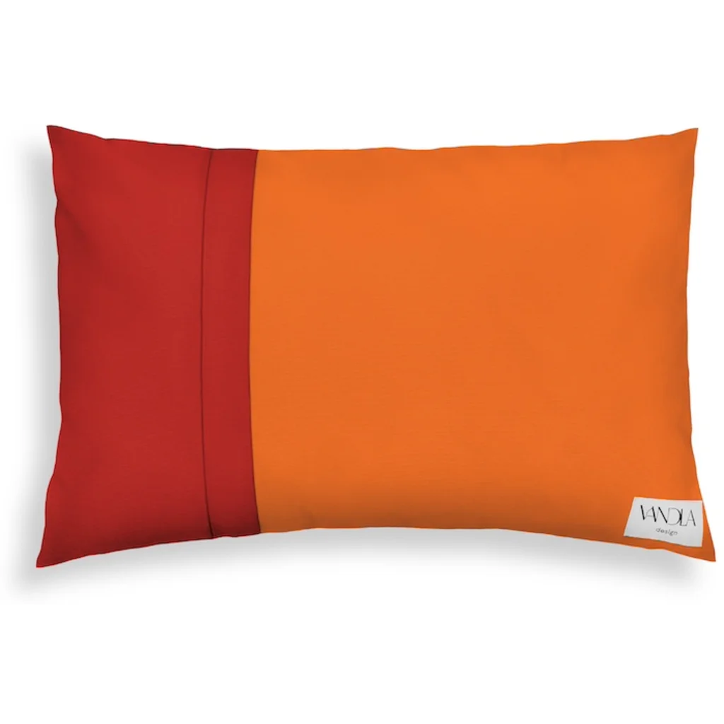 Modulare Kissenhülle rechteckig Farbkombinationen mit Orange in Orange+Rot von Vandla design Größe 40x60 cm