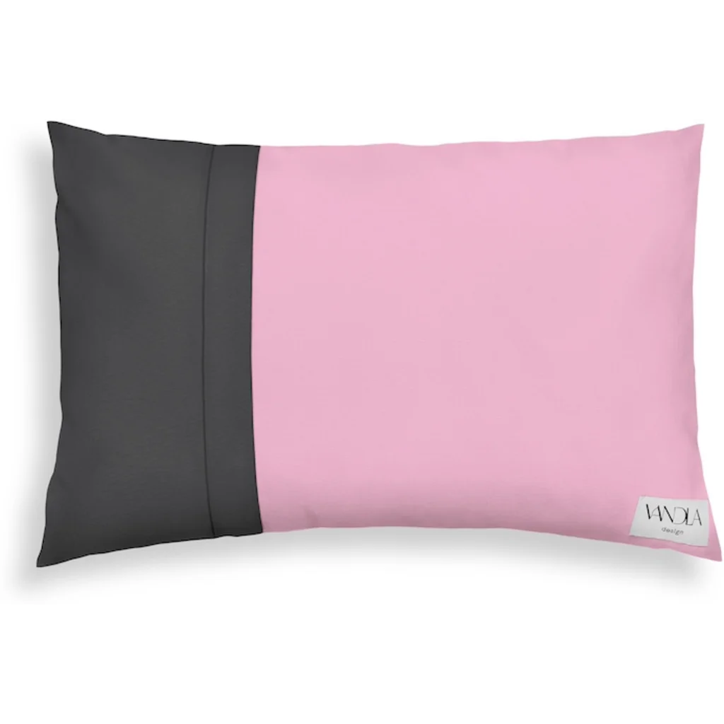 Modulare Kissenhülle rechteckig Farbkombinationen mit Pink in Pink+Anthrazit Pink+Grau von Vandla design Größe 40x60 cm