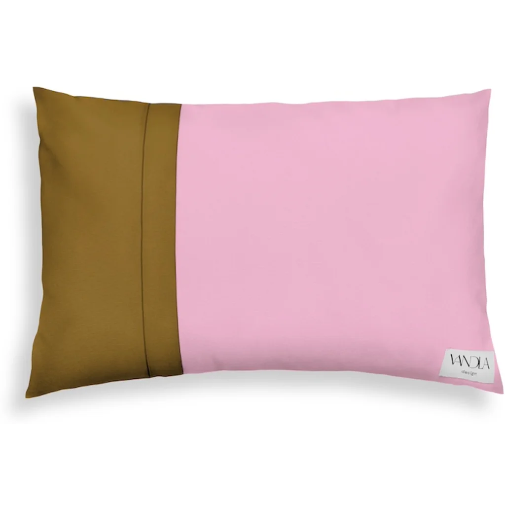 Modulare Kissenhülle rechteckig Farbkombinationen mit Pink in Pink+Hellbraun Pink+Braun von Vandla design Größe 40x60 cm