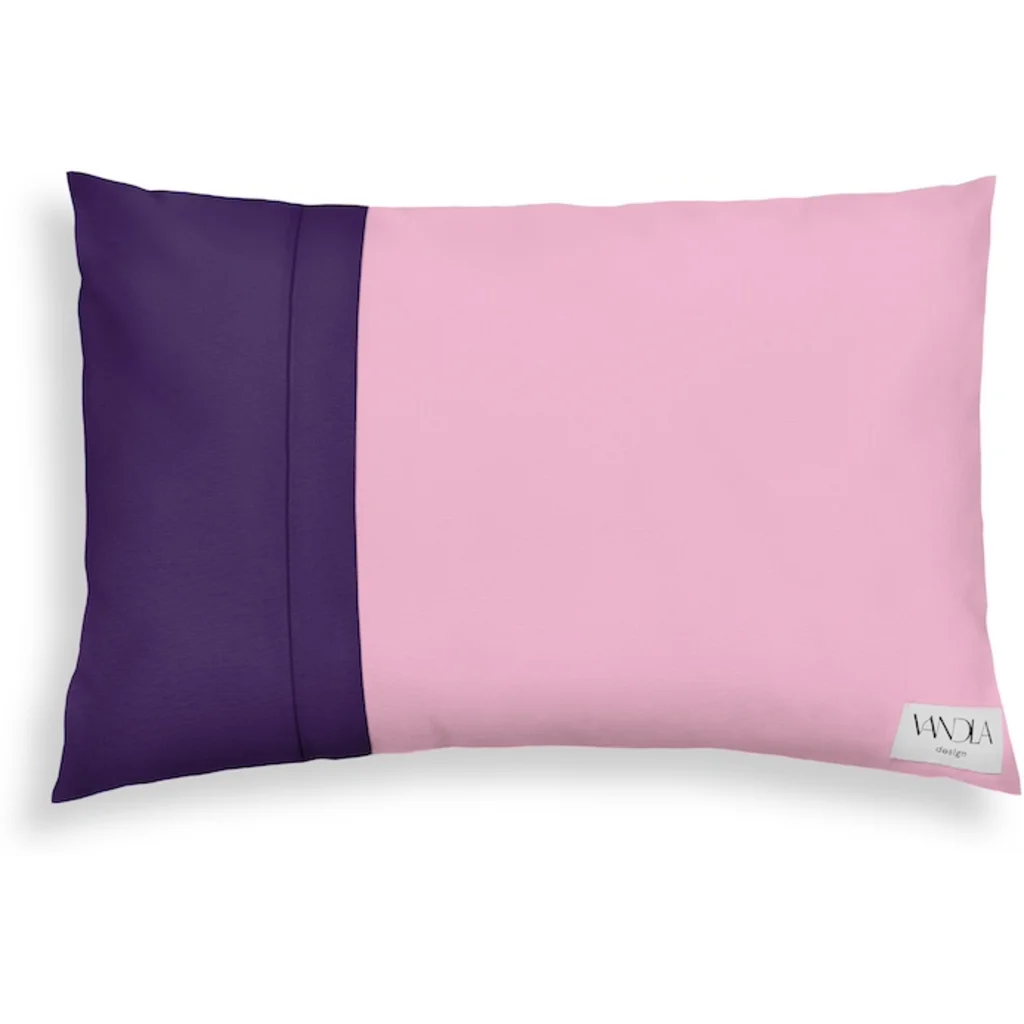 Modulare Kissenhülle rechteckig Farbkombinationen mit Pink in Pink+Lila von Vandla design Größe 40x60 cm