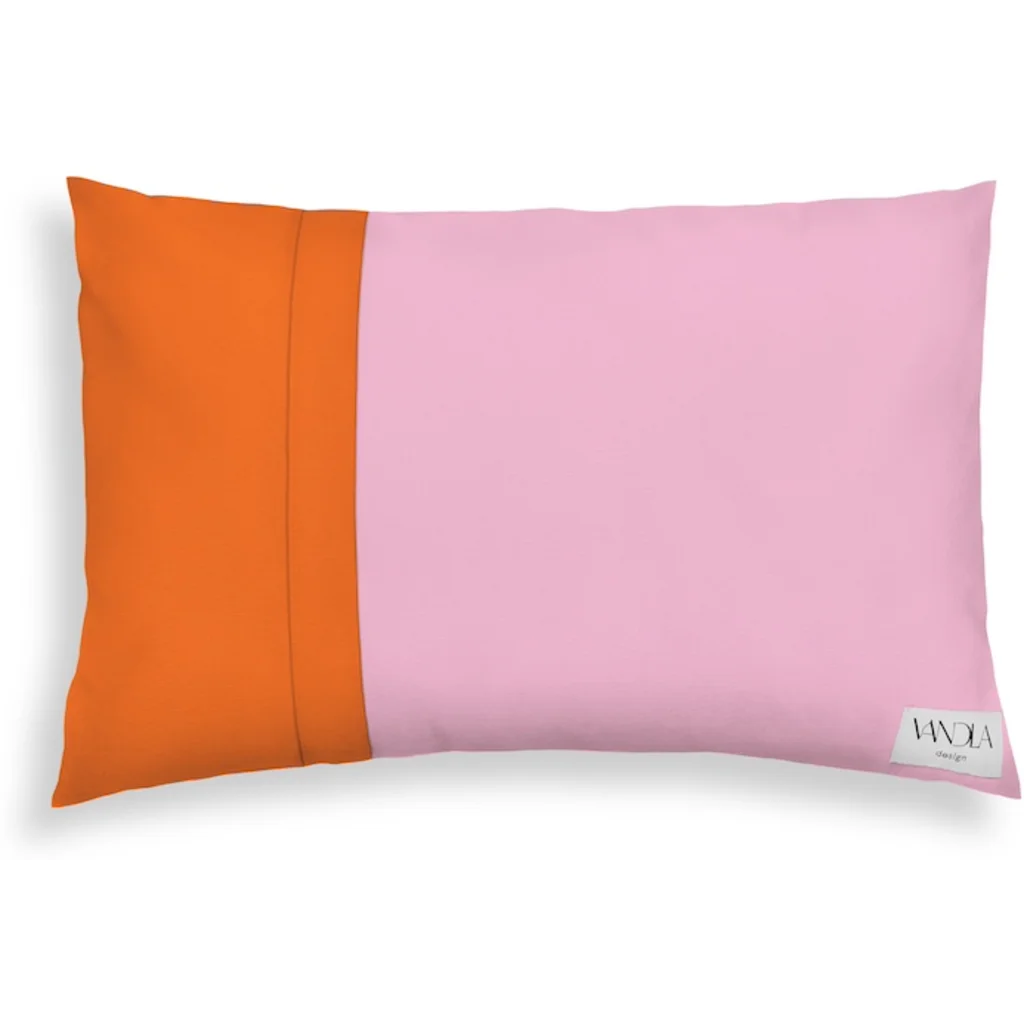 Modulare Kissenhülle rechteckig Farbkombinationen mit Pink in Pink+Orange von Vandla design Größe 40x60 cm