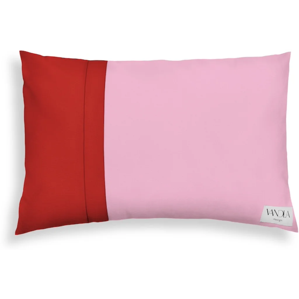 Modulare Kissenhülle rechteckig Farbkombinationen mit Pink in Pink+Rot von Vandla design Größe 40x60 cm