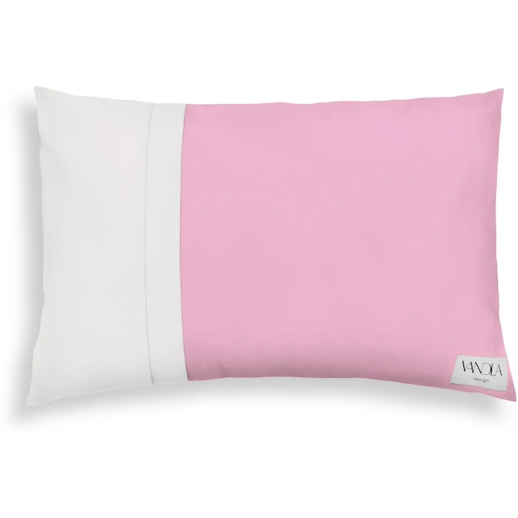 Modulare Kissenhülle rechteckig Farbkombinationen mit Pink in Pink+Weiß von Vandla design Größe 40x60 cm