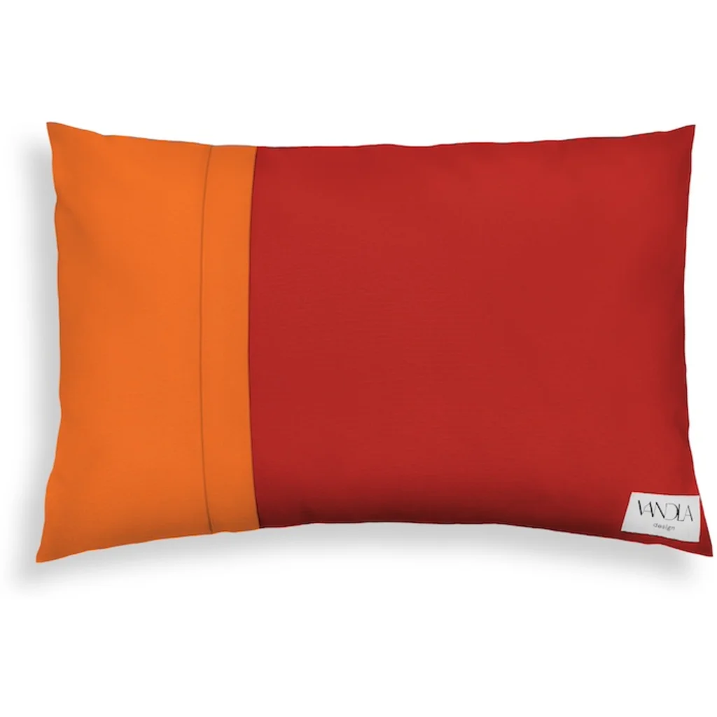 Modulare Kissenhülle rechteckig Farbkombinationen mit Rot in Rot+Orange von Vandla design Größe 40x60 cm