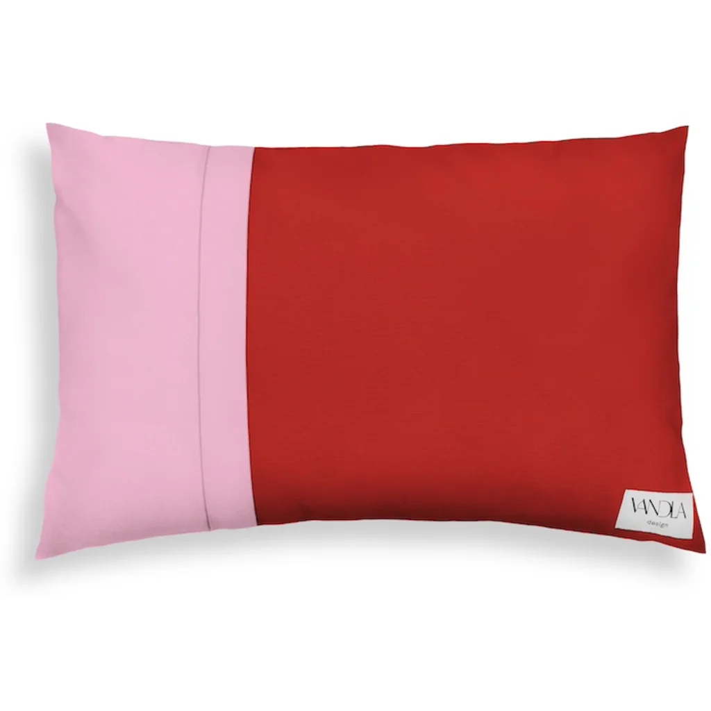 Modulare Kissenhülle rechteckig Farbkombinationen mit Rot in Rot+Pink von Vandla design Größe 40x60 cm