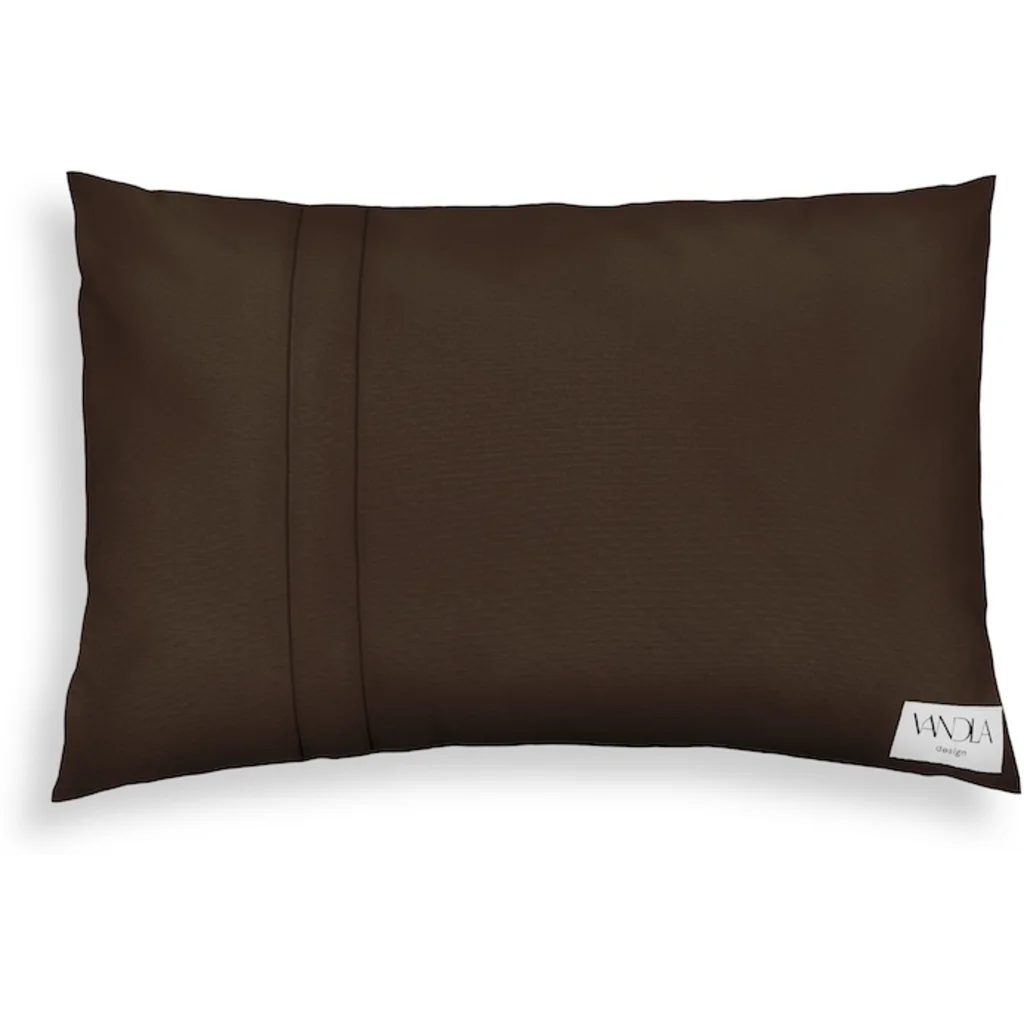 Modulare Kissenhülle rechteckig Farbkombinationen mit Schoko in Schoko+Schoko Braun+Braun von Vandla design Größe 40x60 cm
