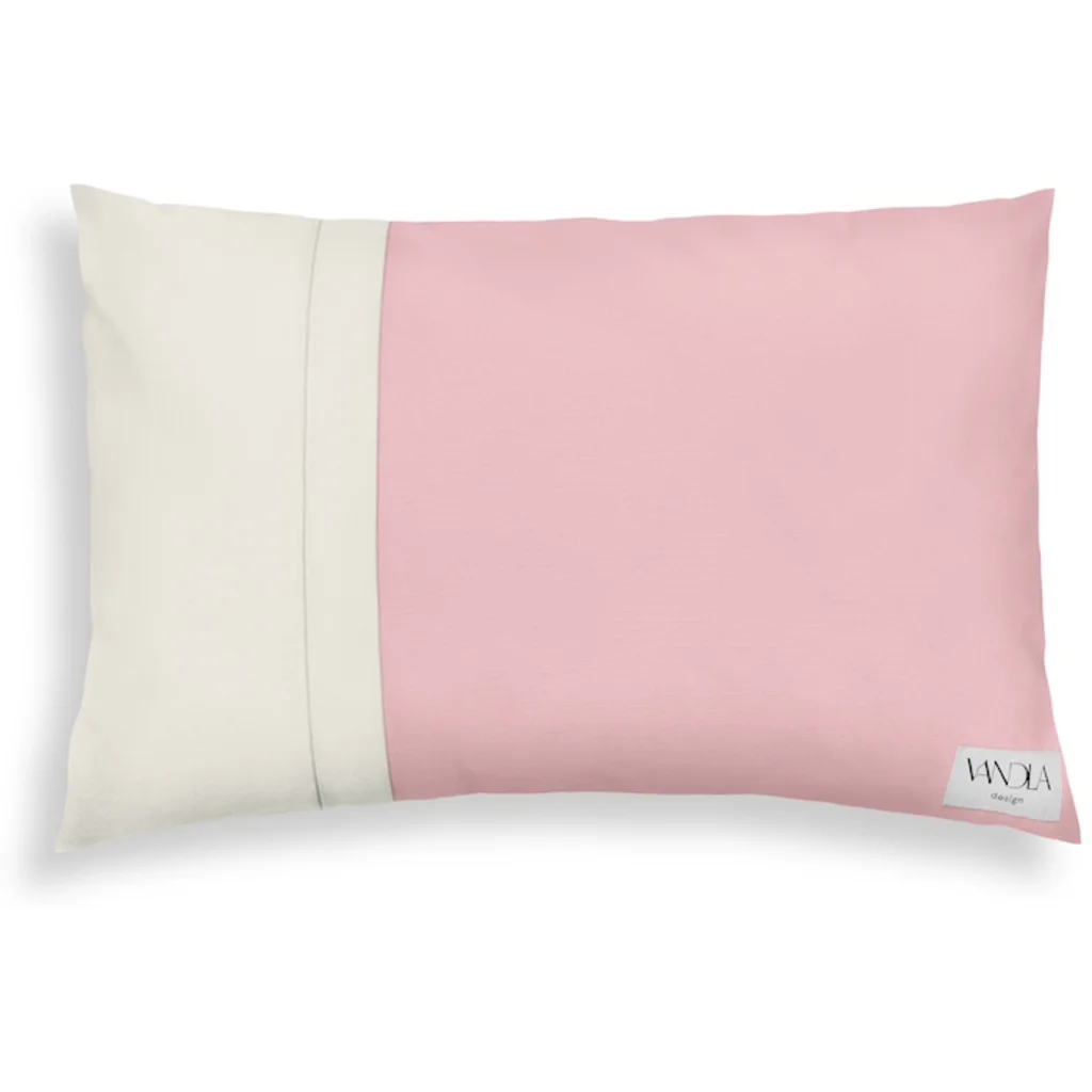 Modulare Kissenhülle rechteckig Farbkombinationen mit Zartrosa in Zartrosa+Creme Rosa+Creme von Vandla design Größe 40x60 cm