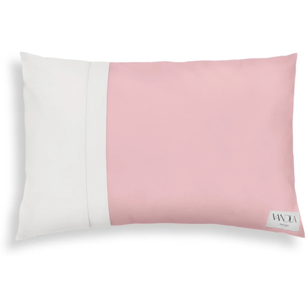 Modulare Kissenhülle rechteckig Farbkombinationen mit Zartrosa in Zartrosa+Weiß Rosa+Weiß von Vandla design Größe 40x60 cm