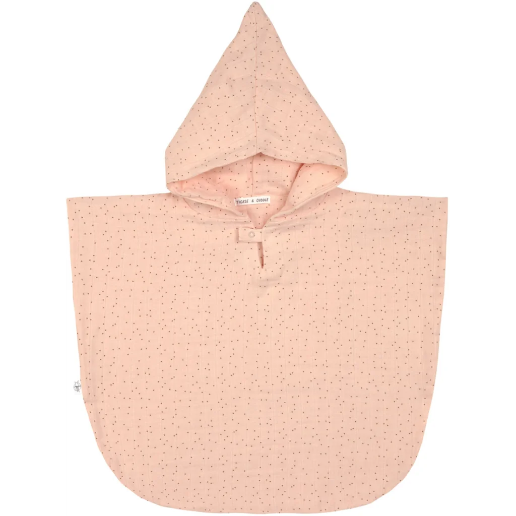 Musselin Baby-+Kinder-Badeponcho Punkte in Rosa Muster Punkte von Lässig Größe 12-36 Monate