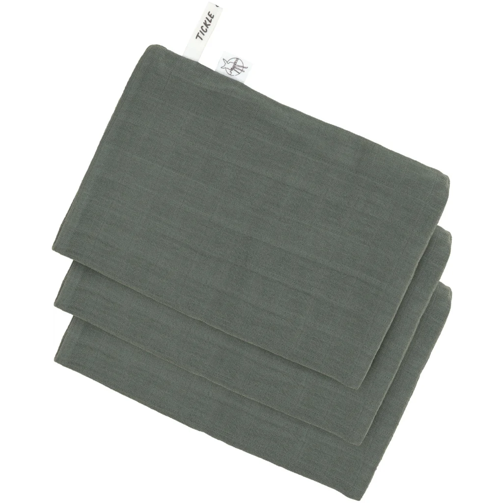 Musselin Baby-+Kinder-Waschhandschuh 3er-Pack in Petrol Grün von Lässig Größe 15x22 cm