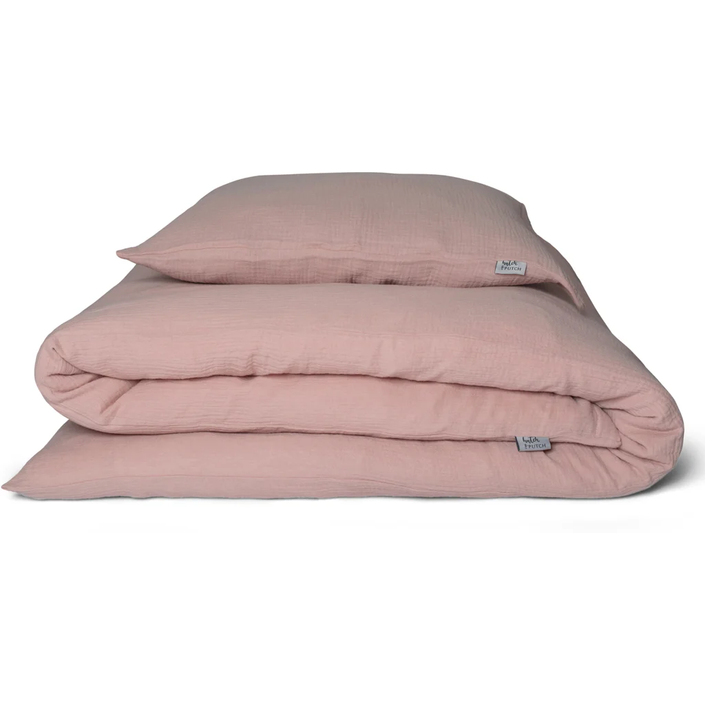 Musselin Bettwäsche Garnitur in Rosa von hutch&putch Größe 155x220 + 80x80 cm