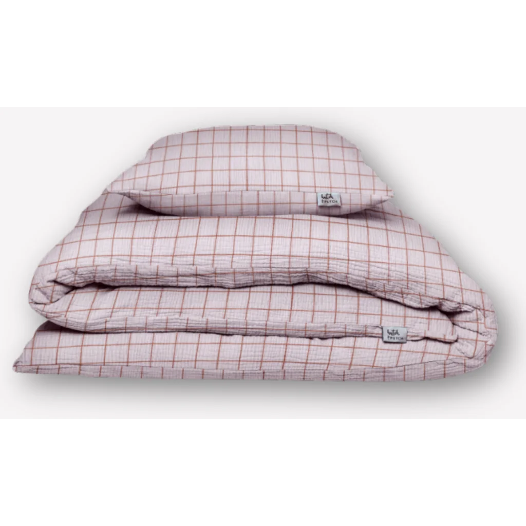 Musselin Bettwäsche Karo Garnitur in Rosa Muster Karo von hutch&putch Größe 135x200 + 40x60 cm