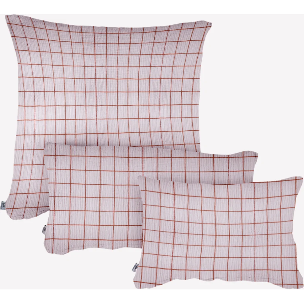 Musselin Bettwäsche Karo Kissenbezug in Rosa Muster Karo von hutch&putch Größe 70x90 cm
