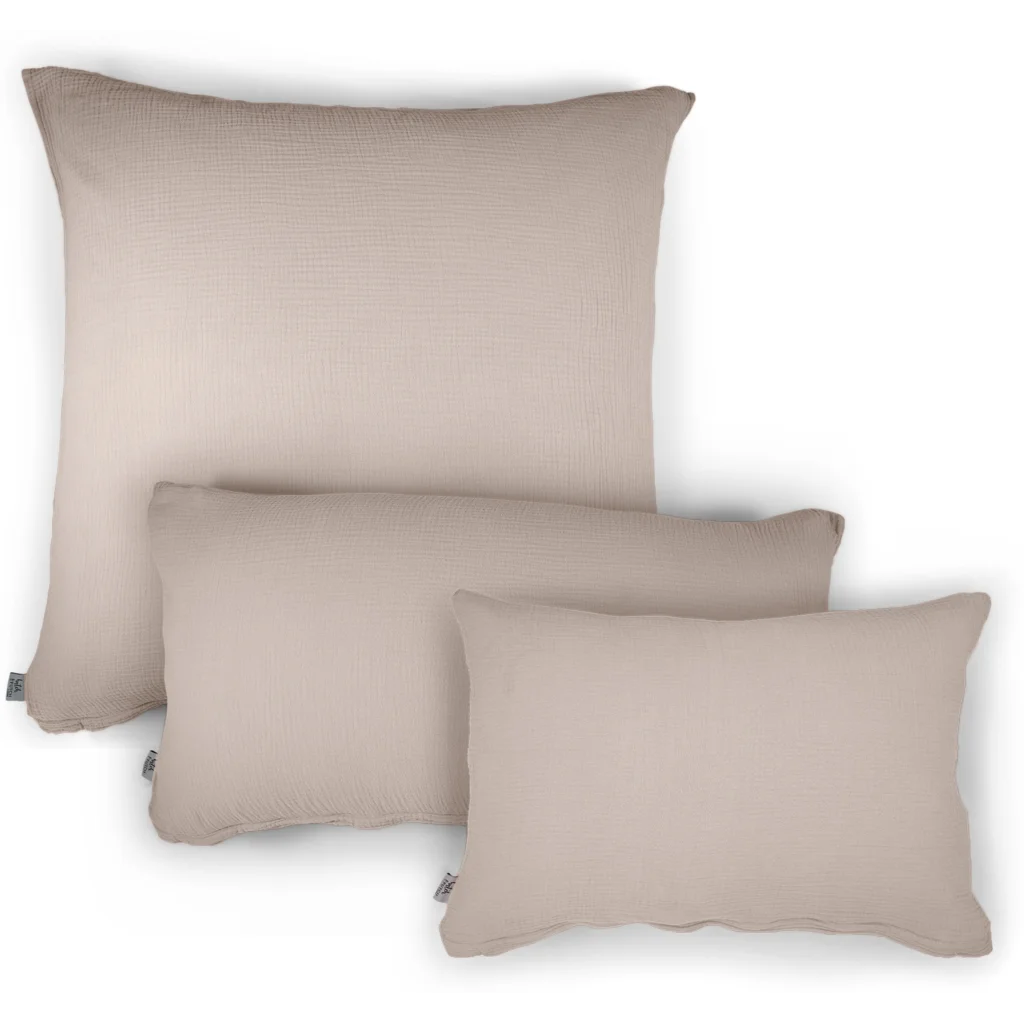 Musselin Bettwäsche Kissenbezug in Stein Beige von hutch&putch Größe 80x80 cm