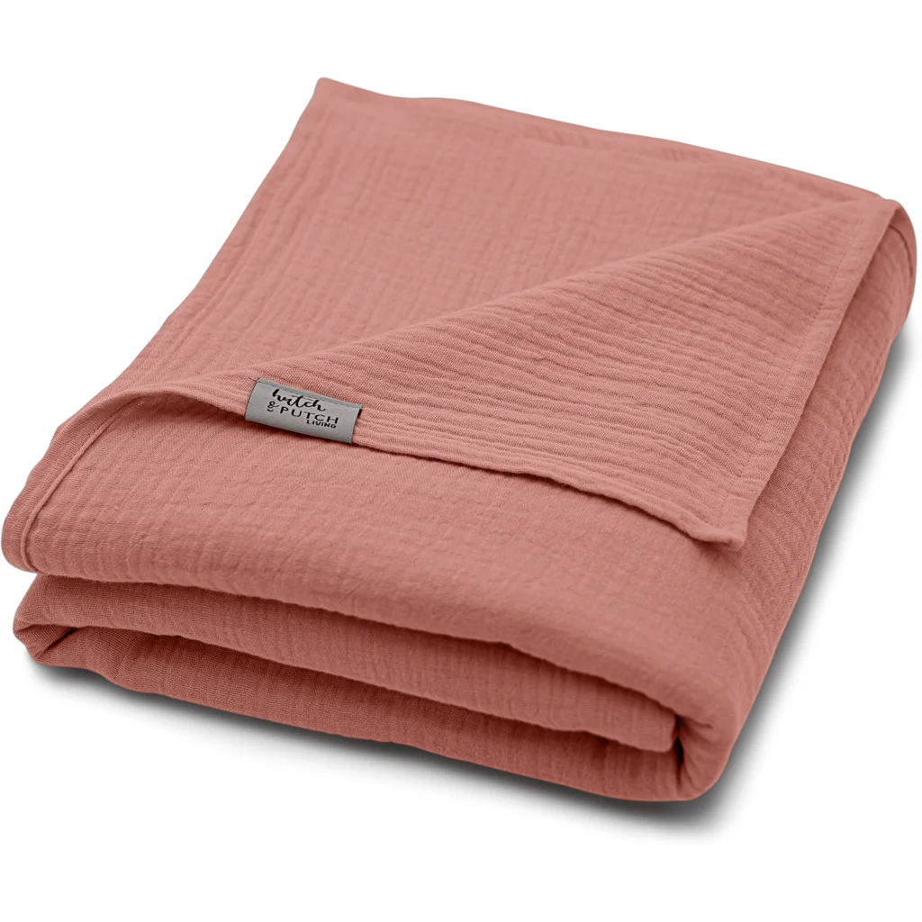 Musselin Decke in Altrosa Rosa von hutch&putch Größe 135x220 cm