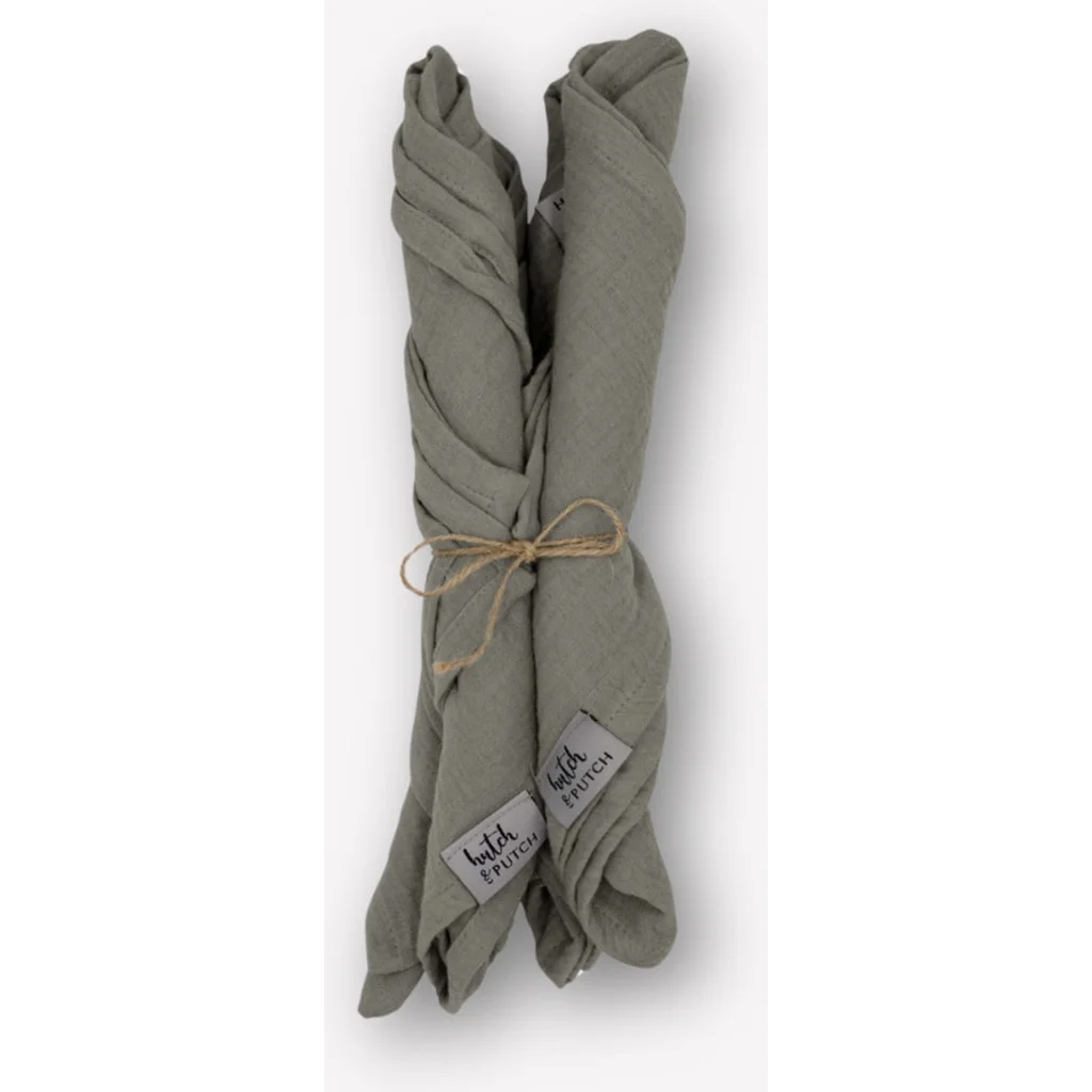 Musselin Stoffserviette 4er-Pack in Anthrazit Grau von hutch&putch Größe 42x42 cm
