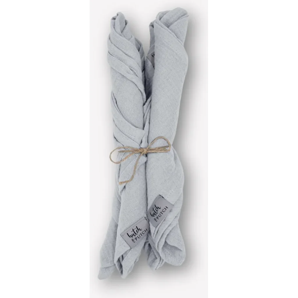 Musselin Stoffserviette 4er-Pack in Hellgrau Grau von hutch&putch Größe 42x42 cm