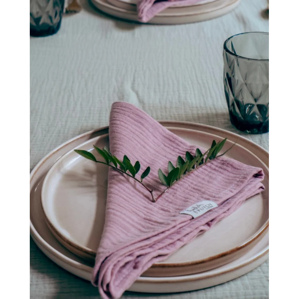 Musselin Stoffserviette 4er-Pack in Mauve Rosa von hutch&putch Größe 42x42 cm