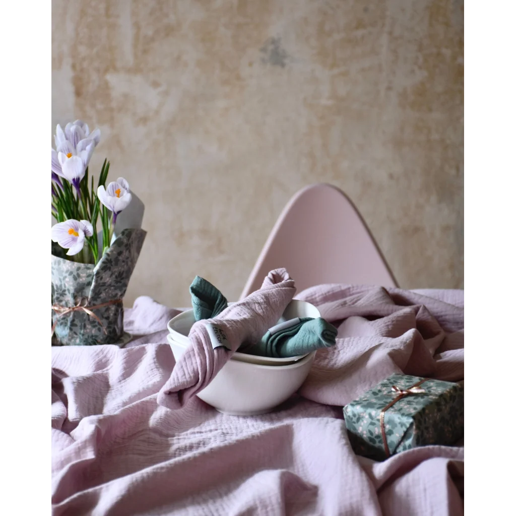 Musselin Stoffserviette 4er-Pack in Mauve Rosa von hutch&putch Größe 42x42 cm