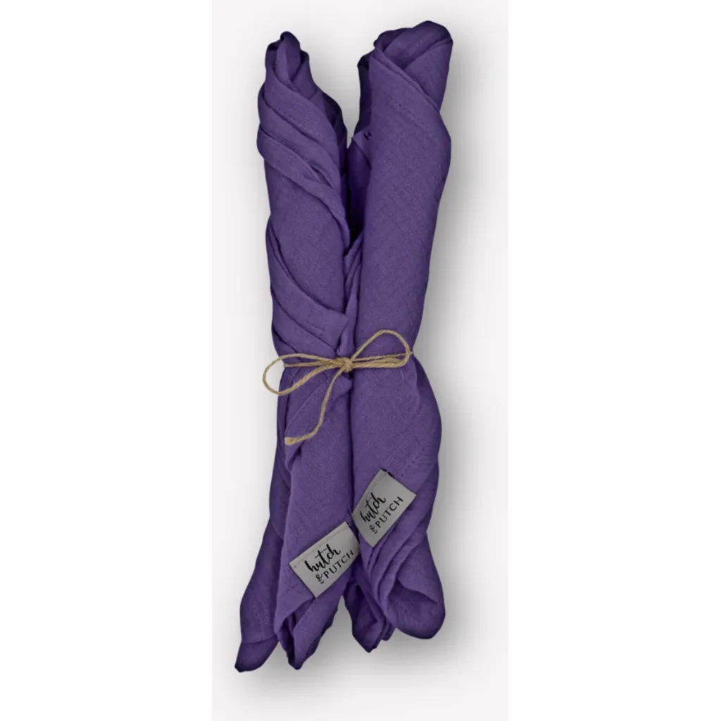 Musselin Stoffserviette 4er-Pack in Pflaume Lila von hutch&putch Größe 42x42 cm
