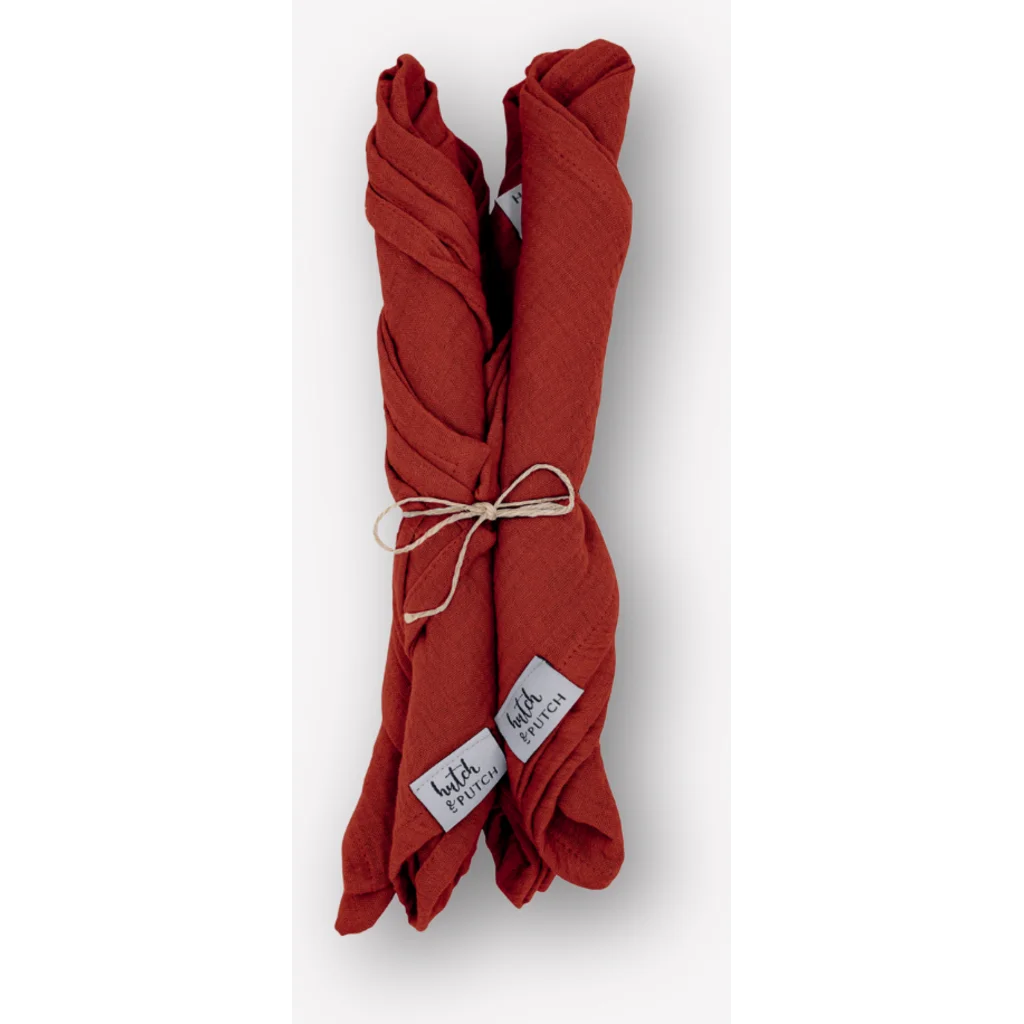 Musselin Stoffserviette 4er-Pack in Rost Rot von hutch&putch Größe 42x42 cm