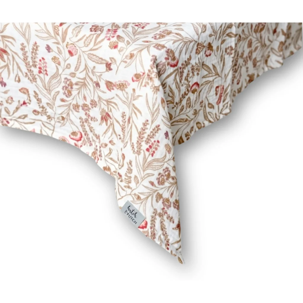 Musselin Tischdecke Blumen in Weiß+Beige+Pink Muster Blumen von hutch&putch Größe 135x135 cm