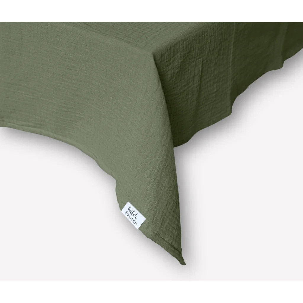 Musselin Tischdecke in Olive Grün von hutch&putch Größe 135x135 cm