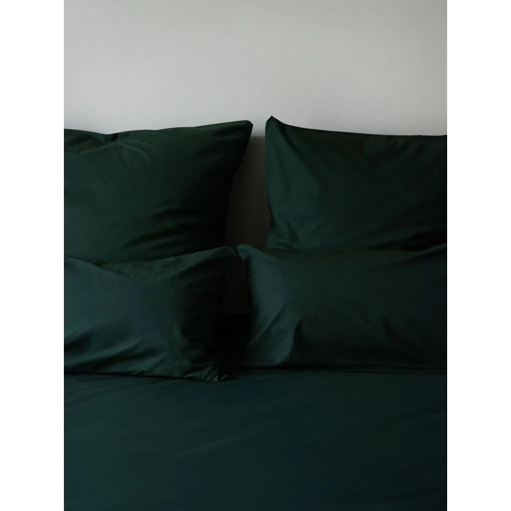 Perkal Bettwäsche Kissenbezug in Waldgrün Grün von erlich textil Größe 80x80 cm