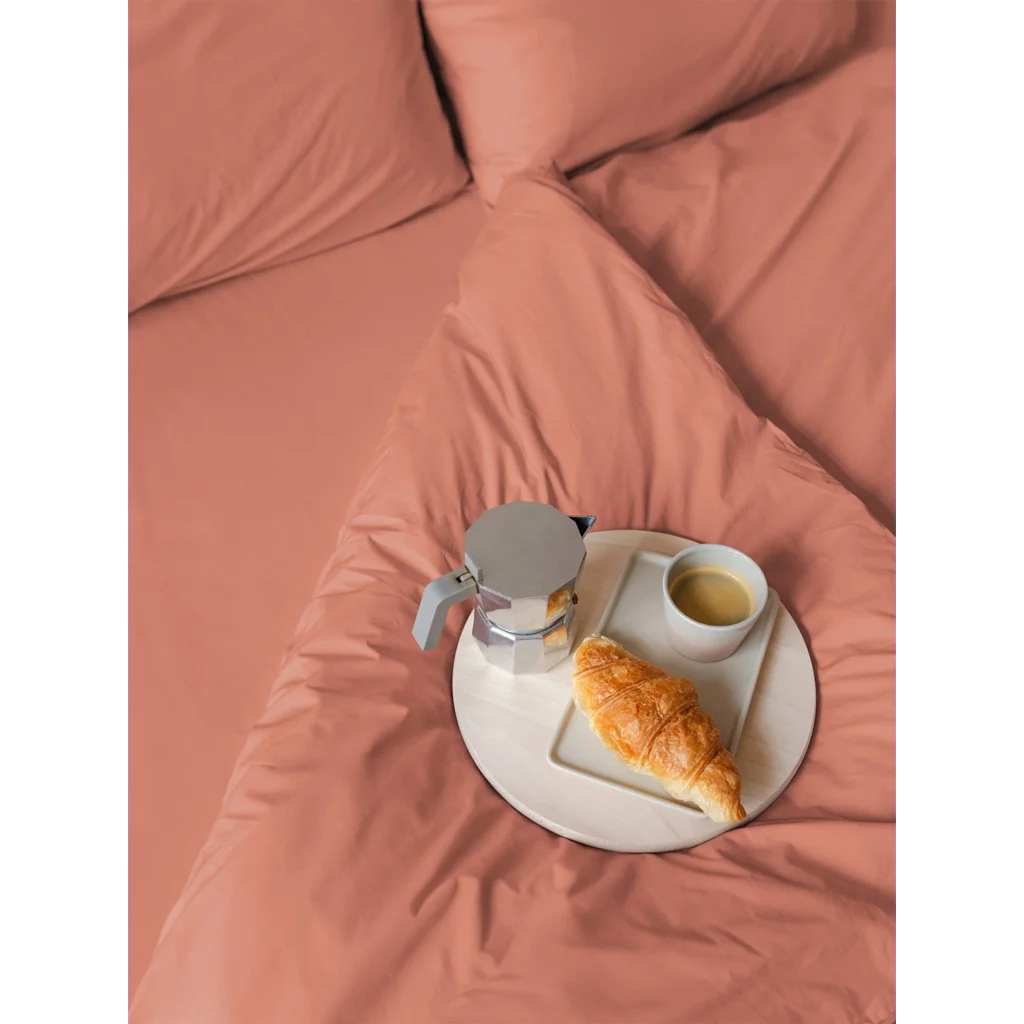 Perkal Spannbettlaken für Boxspringbetten in Standardgröße - Doppelbett in Terra Orange von erlich textil Größe 180x200 cm