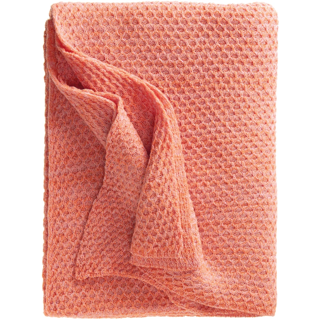 Strick Decke mit Waben-Struktur in Apricot Orange von Eagle Products Größe 150x210 cm