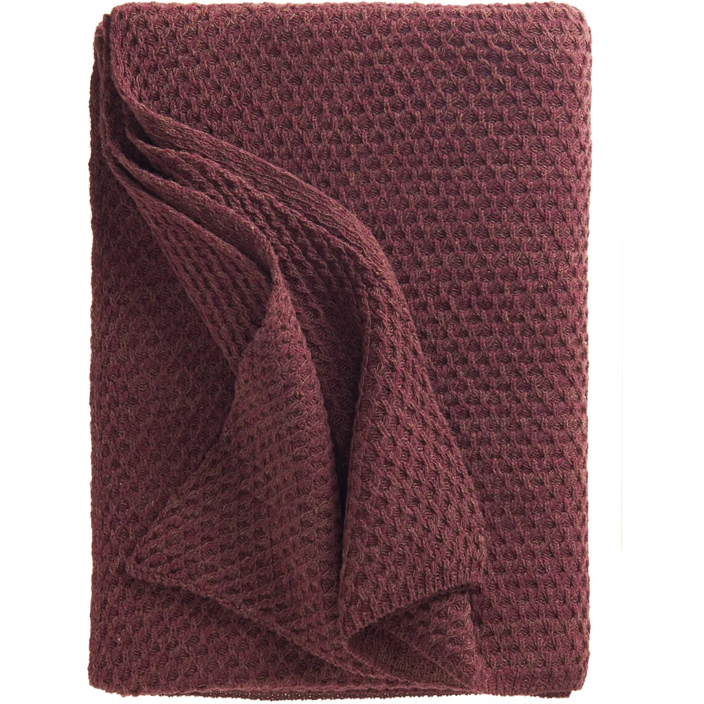 Strick Decke mit Waben-Struktur in Pflaume Beere von Eagle Products Größe 150x210 cm