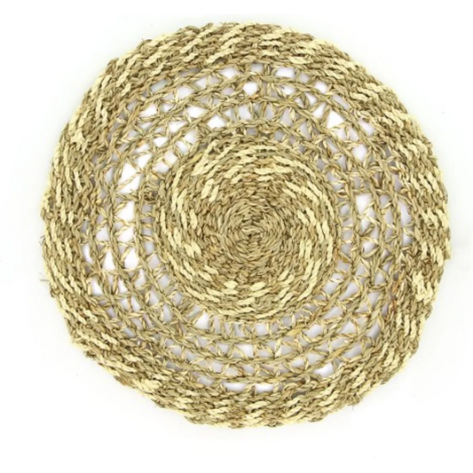 Tischset rund MANDALA in Naturbelassen Muster Zweifarbig von GLOBO Größe Ø 35 cm