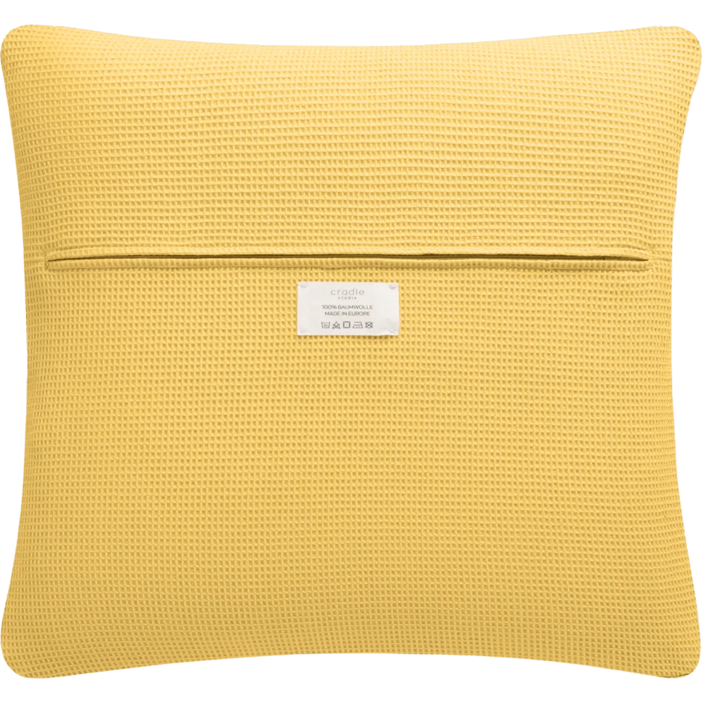Waffelpiqué Kissenhülle in Sonnengelb Gelb von Cradle Studio Größe 50x50 cm
