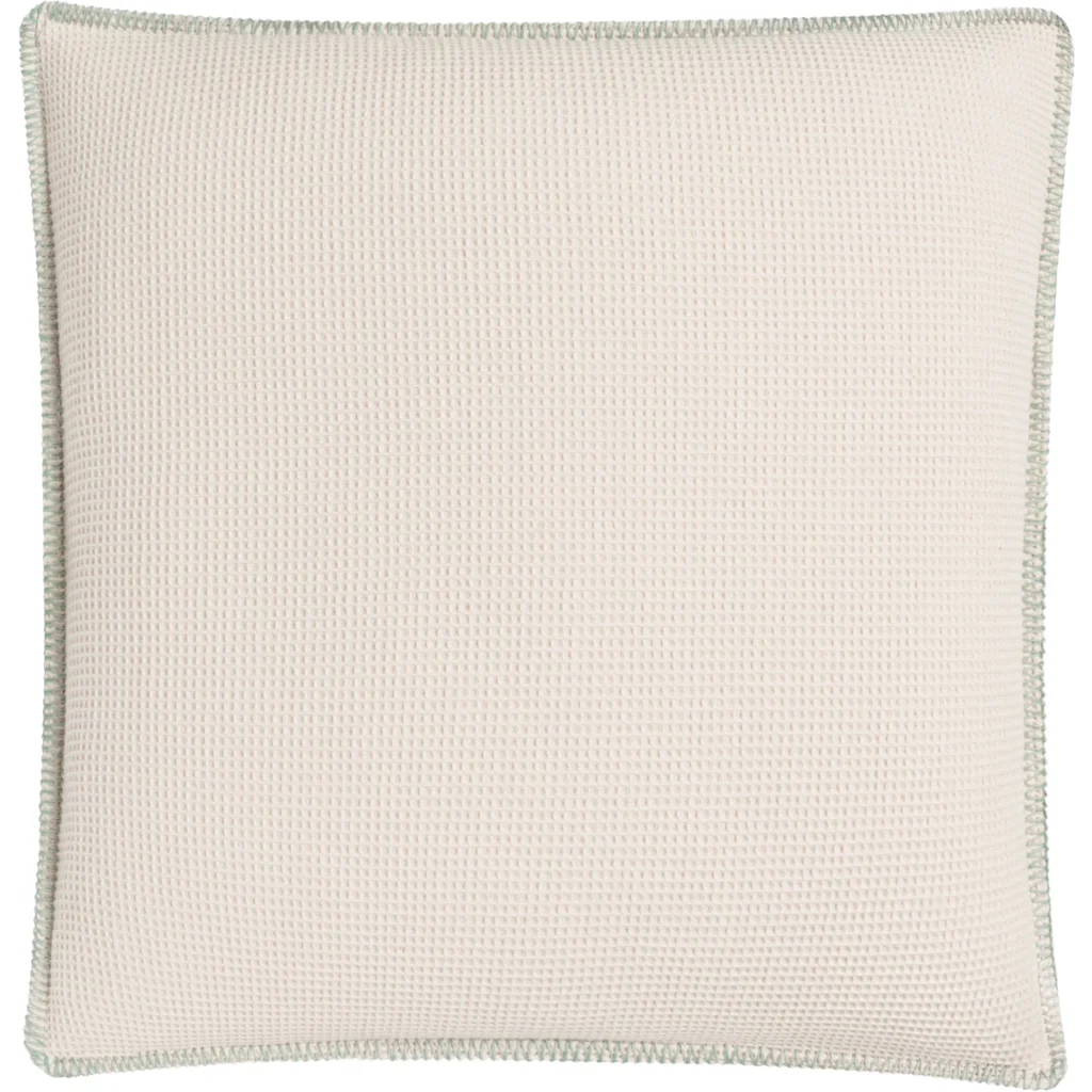 Waffelpiqué Kissenhülle mit Kontrastnaht in Creme+Braun Creme von Cradle Studio Größe 50x50 cm