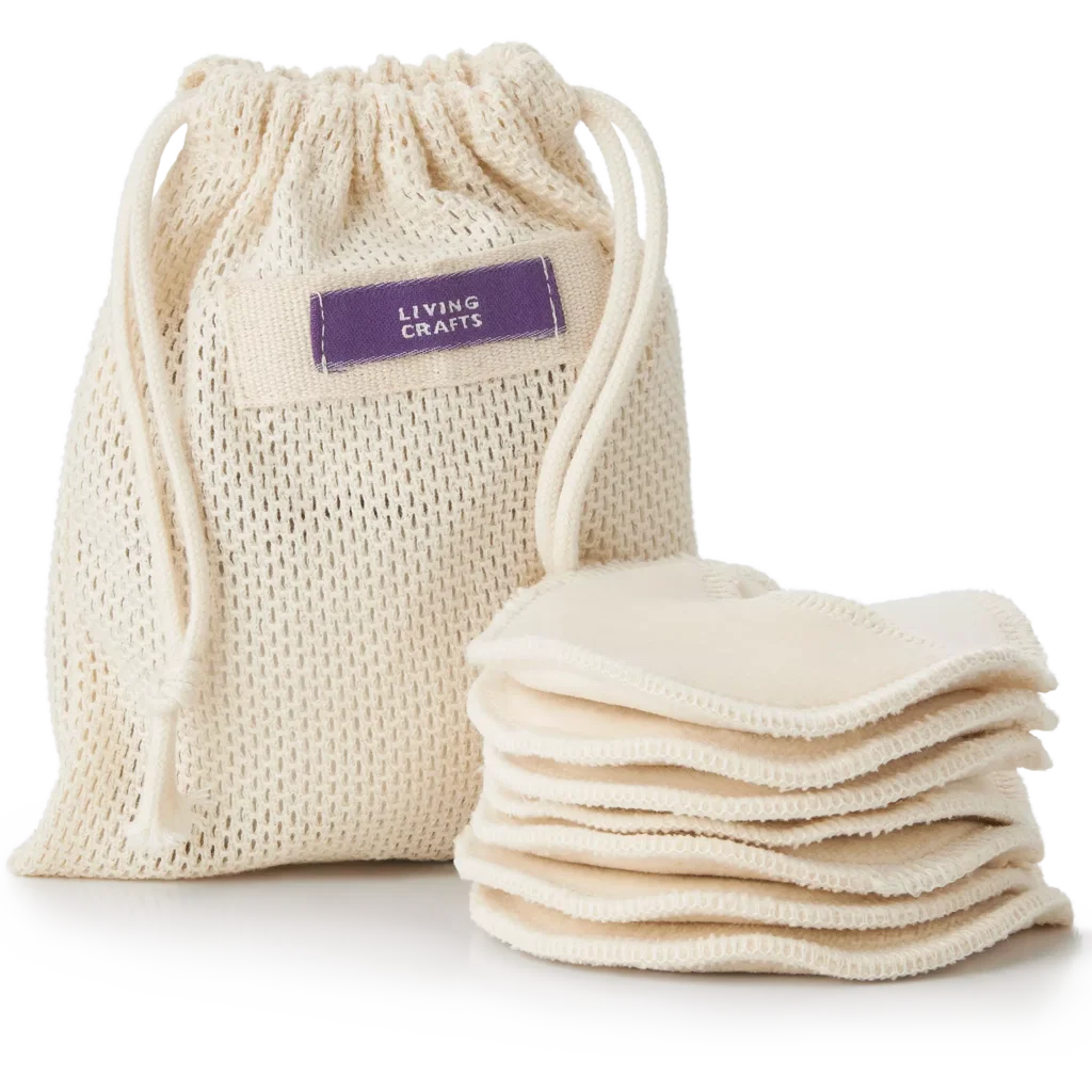 Waschbare Bio Abschminkpads 7er-Pack in Creme (naturbelassen) Creme von Living Crafts Größe One size