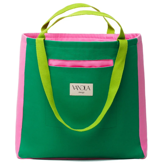 Wendetasche in Grün+Pink+Limette Grün+Pink+Grün Muster 3-farbig von Vandla design Größe 40x40x12 cm