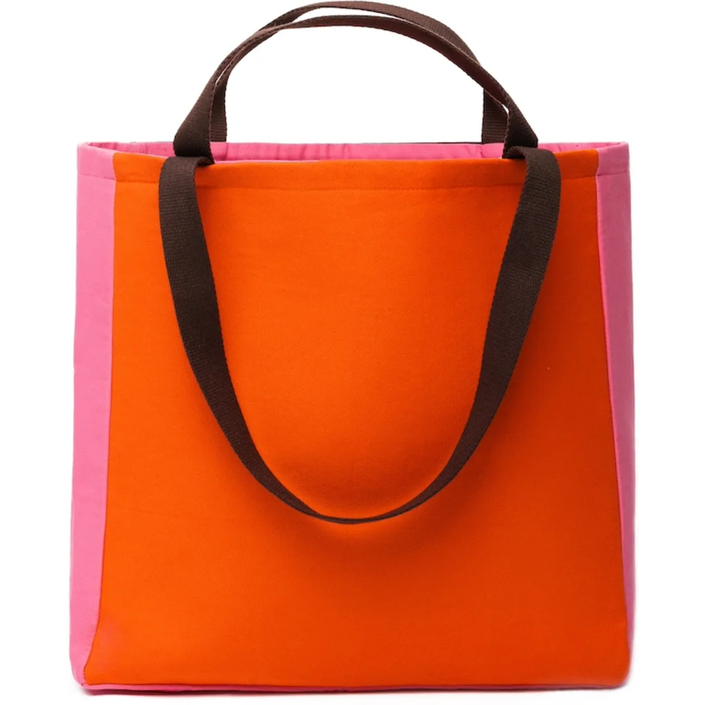 Wendetasche in Schoko+Altrosa+Orange Braun+Rosa+Orange Muster 3-farbig von Vandla design Größe 40x40x12 cm