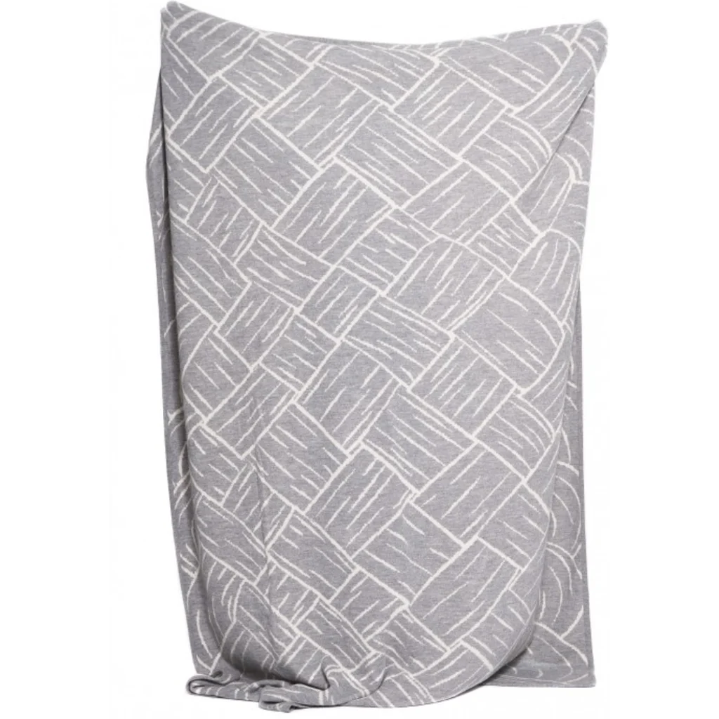 Alpaka Decke JACQUARD in Grau+Creme Muster Traditionelles Muster von APU KUNTUR Größe 147x200 cm