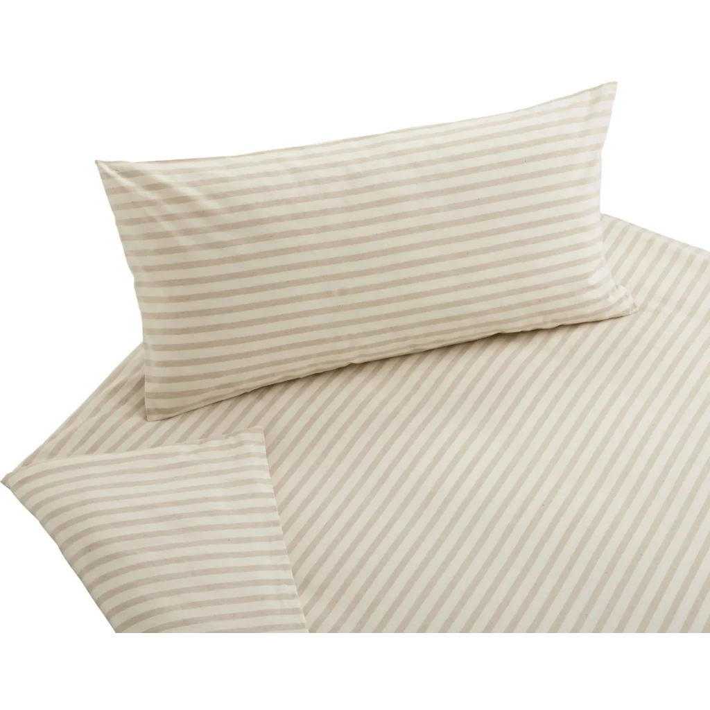 Bio Bettwäsche Pur Streifen Garnitur in Creme Muster Pur Streifen von Cotonea Größe 155x220 + 80x80 cm