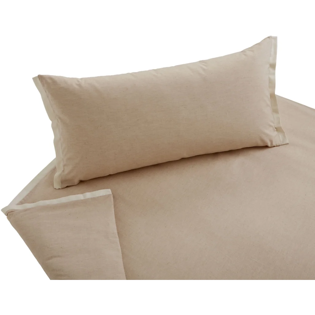 Bio Chambray Bettwäsche Pur Garnitur in Braun Muster Pur von Cotonea Größe 135x200 + 40x80 cm